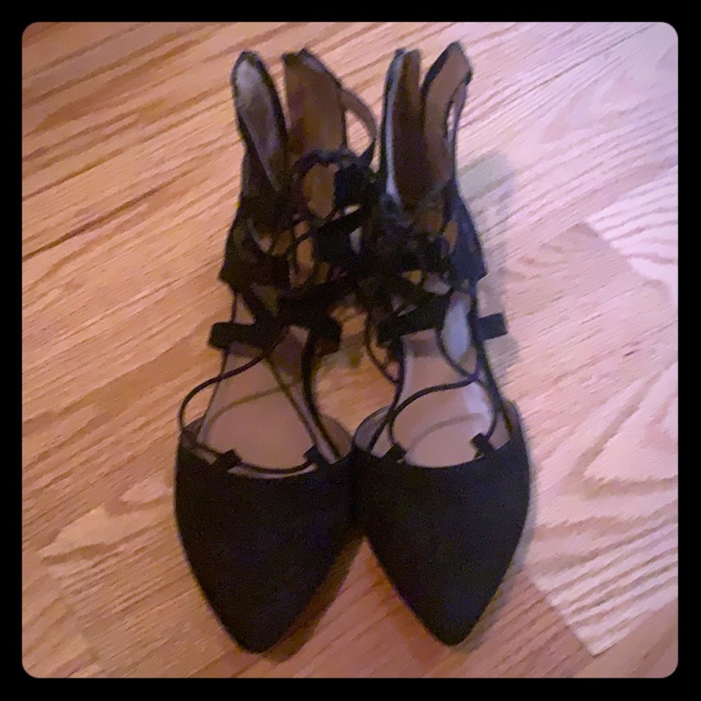 Cross cross black flats - never worn